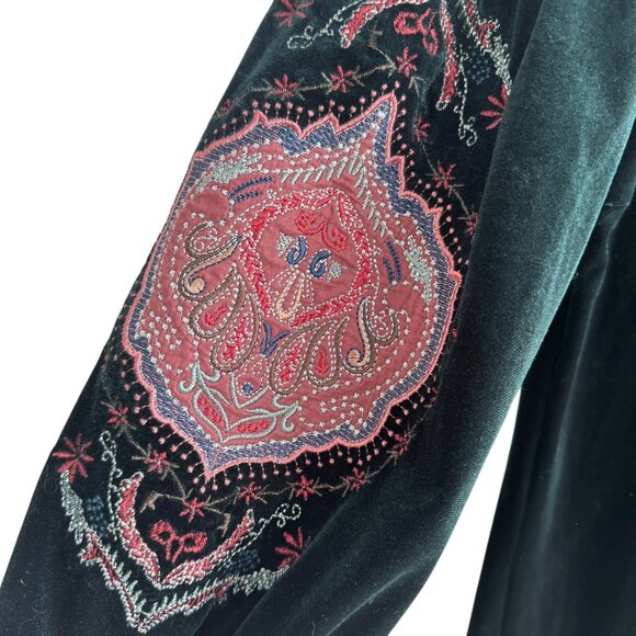 ZARA Woman Dark Green Velvet Embroidered Tunic Dress Size SMALL Boho Romantic - Picture 10 of 13